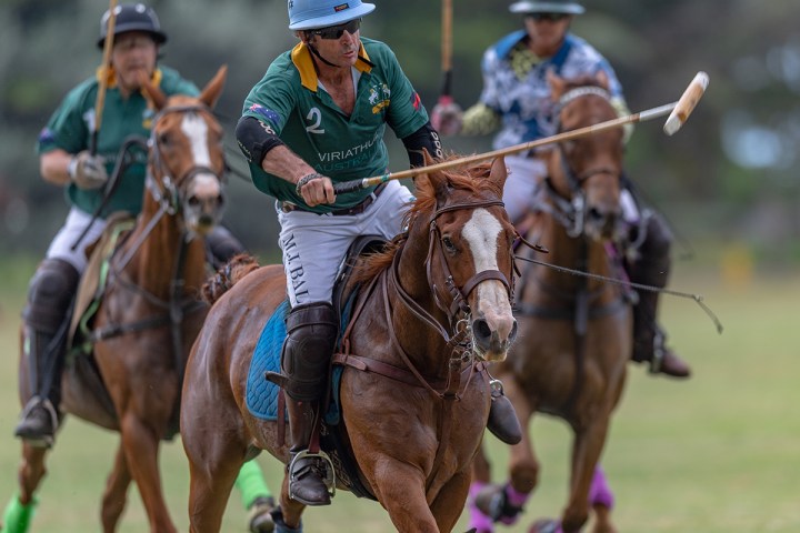 a group of people riding on the back of a horse