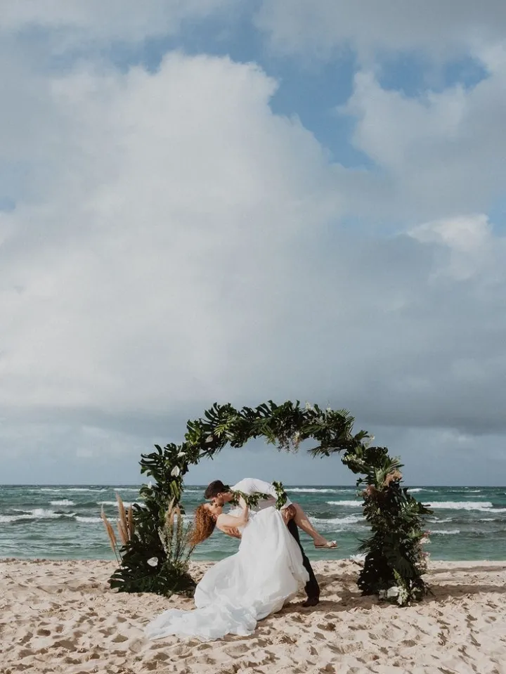 a group of people on a beach