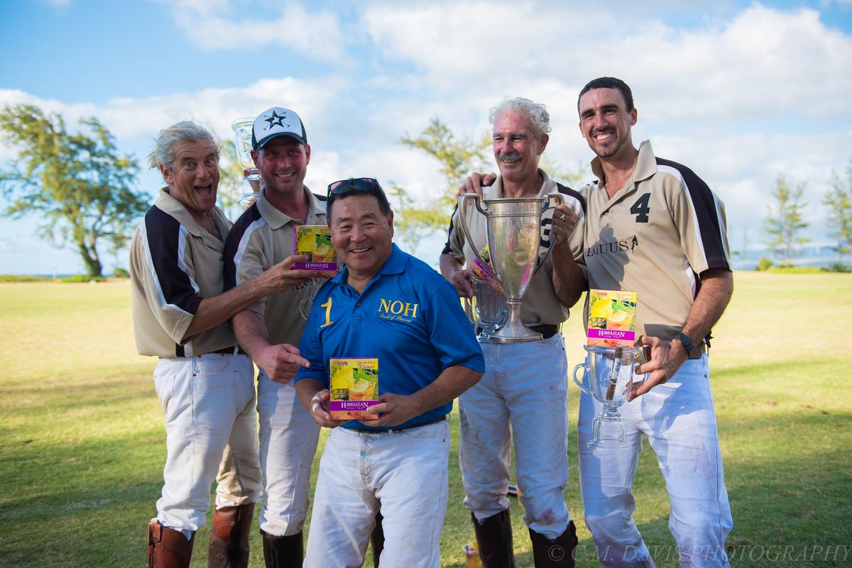 Winning team with the trophy at Hawaii Polo Club